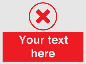 Custom red background, red cross in circle sign